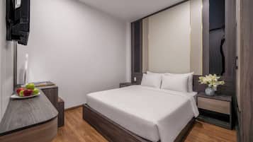 Apartemen, 2 kamar tidur, pemandangan kota | Meja kerja, ruang kerja ramah laptop, Wi-Fi gratis, dan seprai linen
