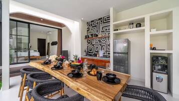 Deluxe Villa, 4 Bedrooms, Private Pool | Private kitchen | Electric kettle, toaster, blender, spices