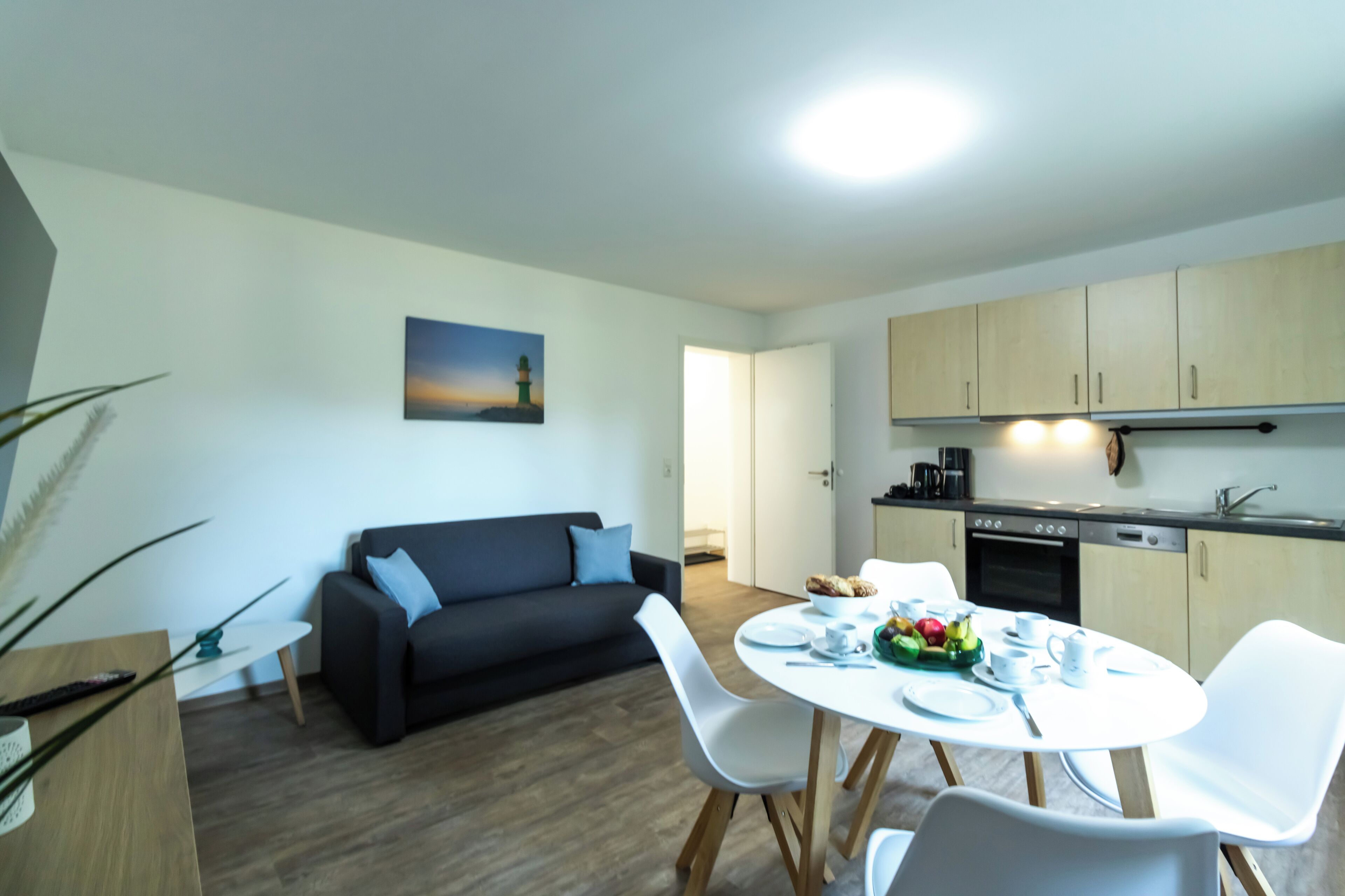 Superior-lejlighed - 1 kingsize-seng med sovesofa - køkken - udsigt til have | Privat køkken | Elkedel, højstol