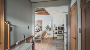A modern kitchen with a microwave, toaster, and refrigerator. - Akiyato Date Dream Date Home (Date)