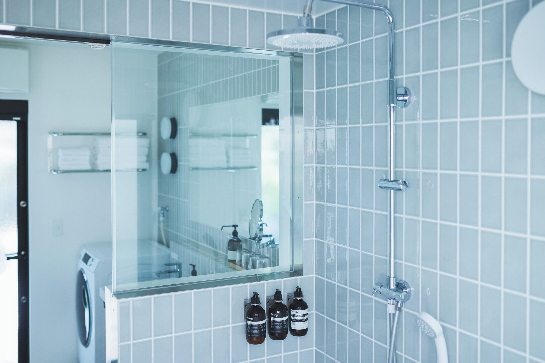 Hair dryer, soap, shampoo