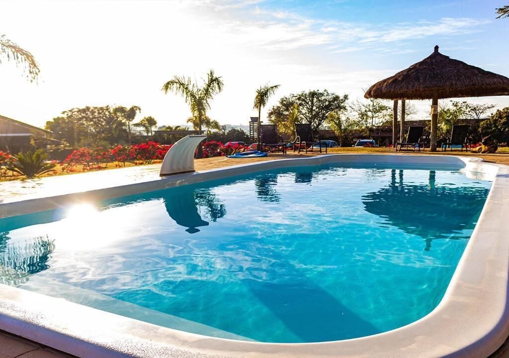 Outdoor pool, sun loungers