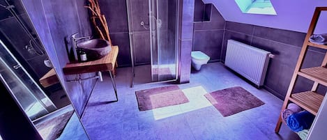 Dusche, Haartrockner, Handtücher