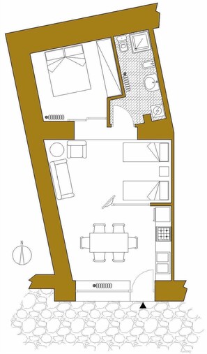 Floor plan - Citrus, olive trees and the sea below, with swimming pool (Finale Ligure)