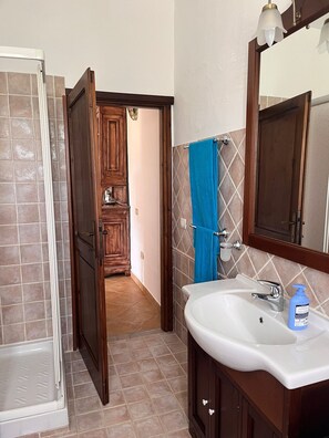 Regadera, secadora de cabello, bidet, toallas 