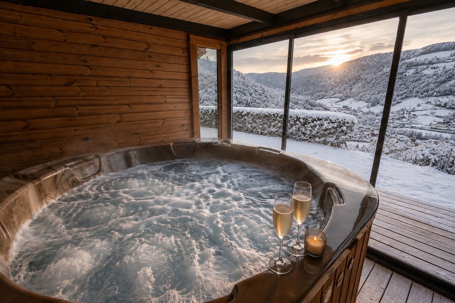 Indoor spa tub
