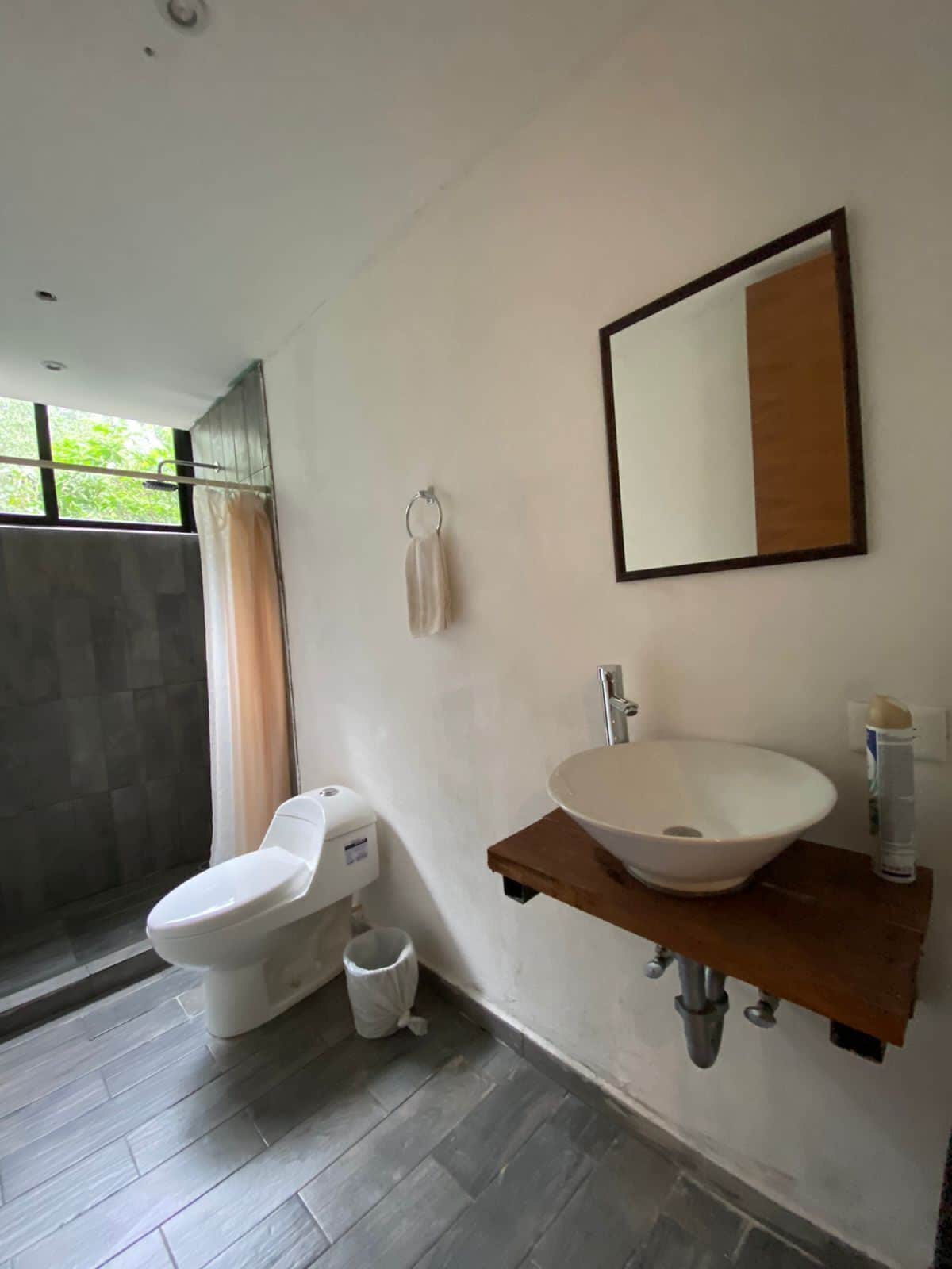 Studio, patio, vue jardin | Salle de bain | Serviettes fournies, savon, shampoing, papier toilette