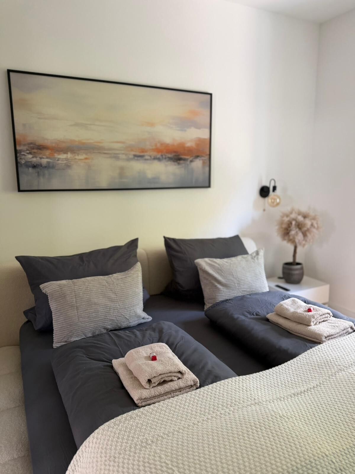 Tabla de planchar con plancha, wifi gratis, ropa de cama