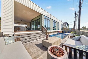 Terrace/patio - Resting Beach Face | Private Pool • Modern Coastal Retreat • Prime 11th St Location (Port Aransas)