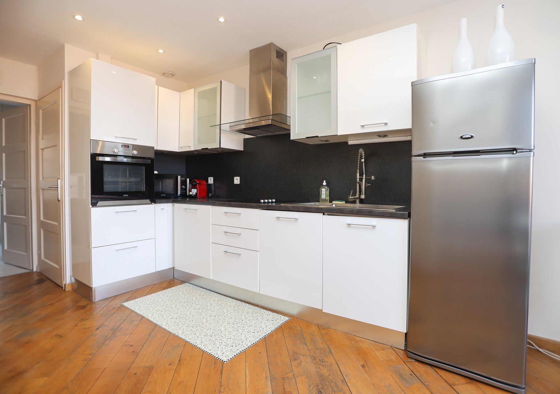 Fridge, microwave, oven, dishwasher