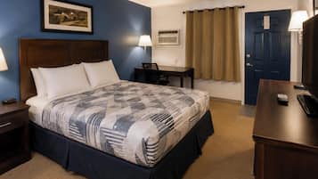 Desk, bed sheets