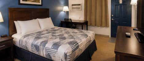 Desk, bed sheets