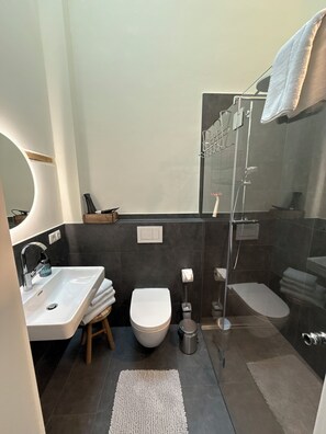Shower, hair dryer, towels, soap - Old barn "Hofblick" - maisonette with terrace for up to 3 guests (Ohne)
