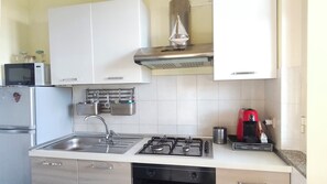 Private kitchen - BEAUTIFUL VILLA 150 mt FROM THE BEACH, WHIT PRIVATE GARDEN, FOR COUPLES & FAMILY (Plaja Grande)