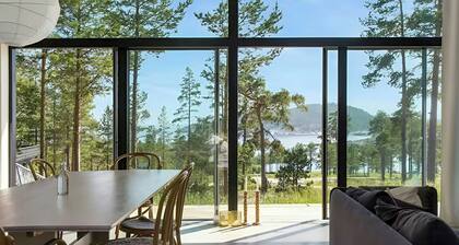 Architect villa by cliff bathing in High Coast