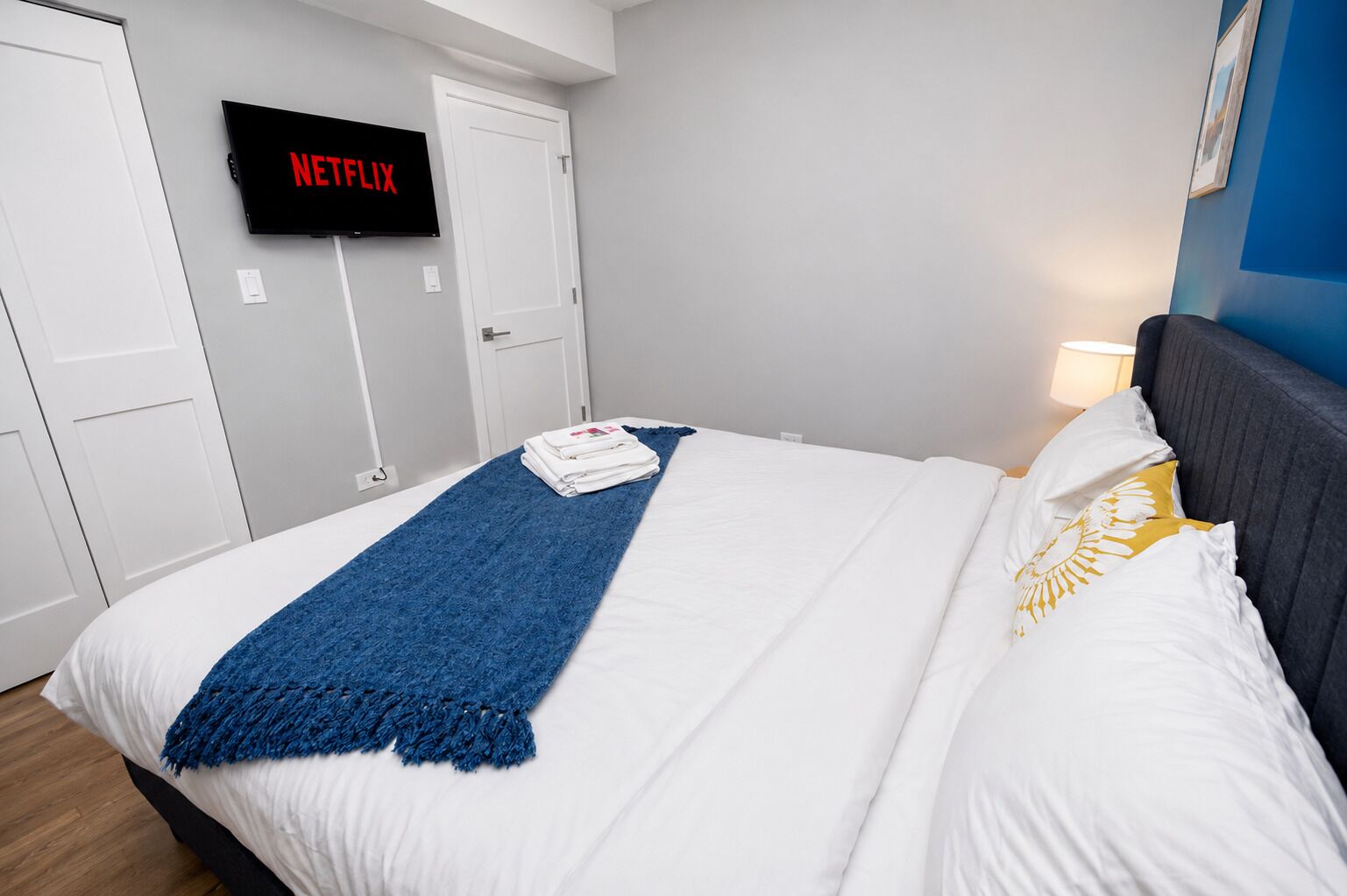 Iron/ironing board, travel crib, free WiFi, bed sheets