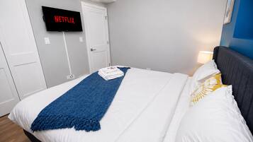 Iron/ironing board, travel crib, free WiFi, bed sheets