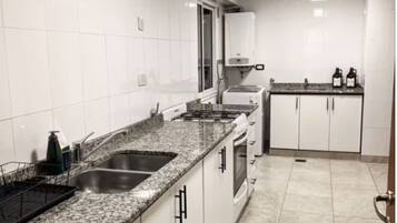 Fridge, microwave, stovetop, toaster
