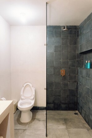 Standard Room | Bathroom | Hair dryer, soap, shampoo, toilet paper - Docecuartos Hotel (San Cristóbal de las Casas)