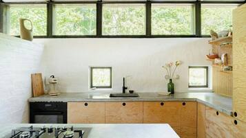 Microwave, oven, dishwasher, coffee/tea maker