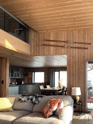 TV, fireplace - Stylish cabin with lovely view at Stavadalen (Reinli)
