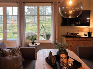 TV, fireplace - Cabin in scenic surroundings at Blefjell (Lampeland)