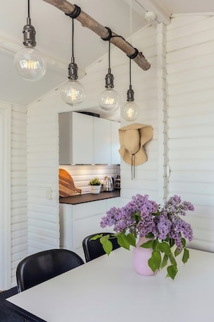 Dining. Holiday home with a direct path to the sea