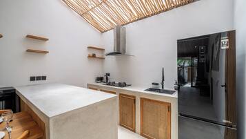 Luxury Villa, Pool View | Private kitchen | Electric kettle, toaster, eco-friendly cleaning products, paper towels