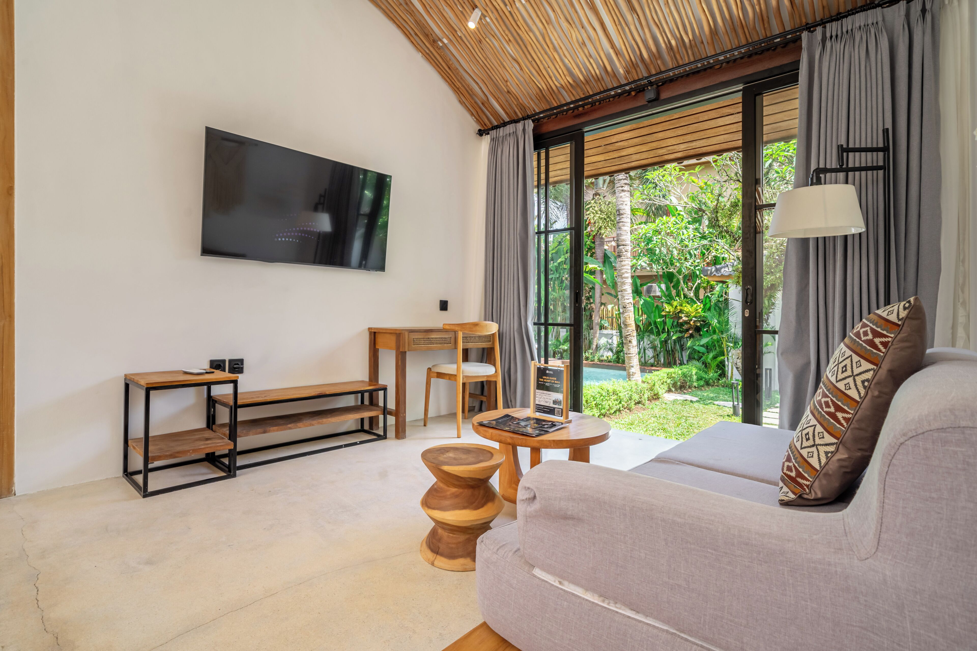 Luxury Villa, Pool View | Living area | 50-inch Smart TV with digital channels