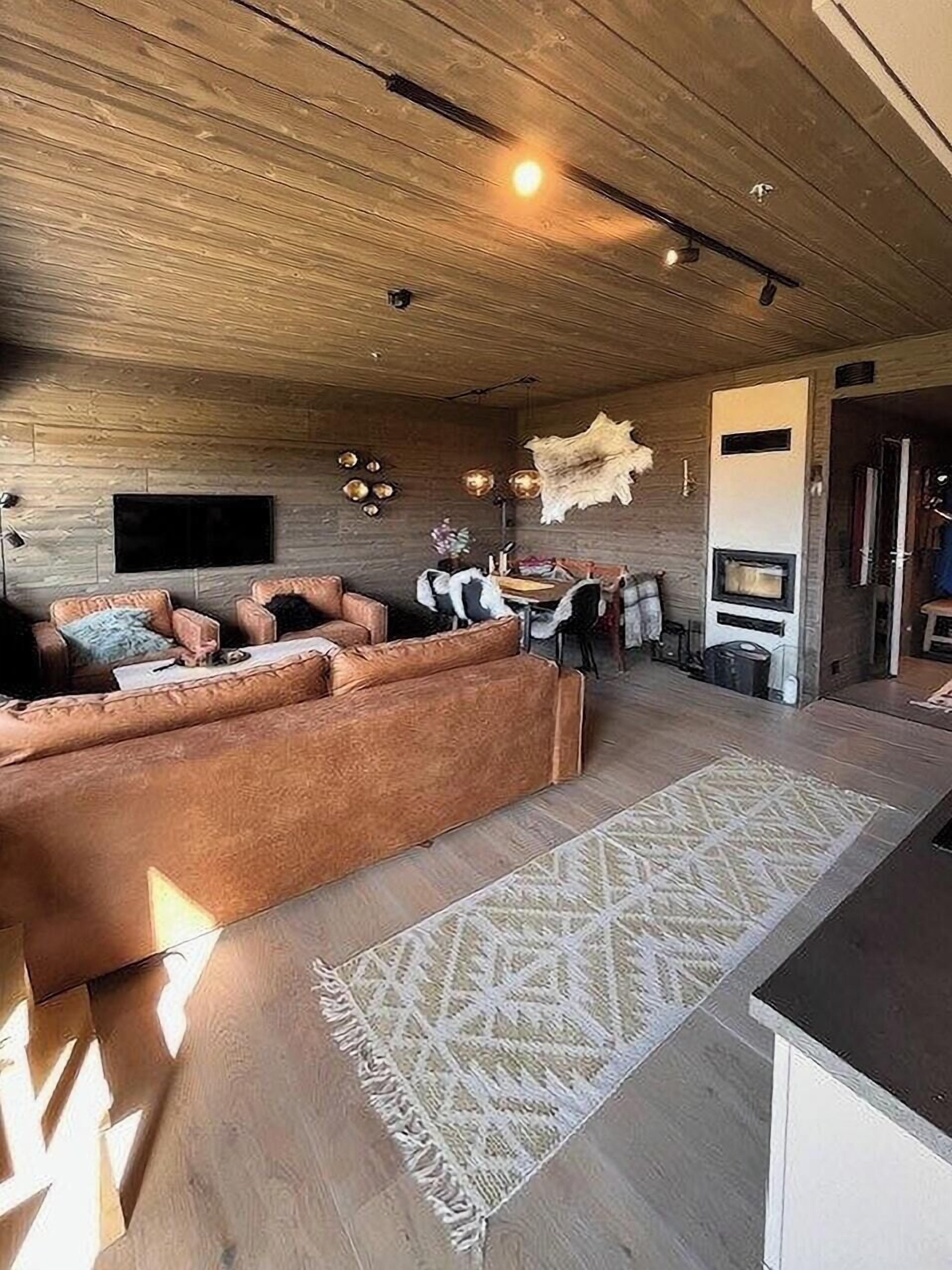 TV, fireplace
