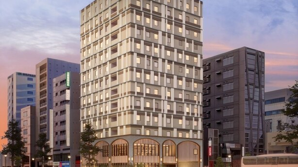 A multi-story hotel with a modern facade, large windows, and a prominent entrance with arched windows. - S-peria Hotel SAPPORO (Sapporo)