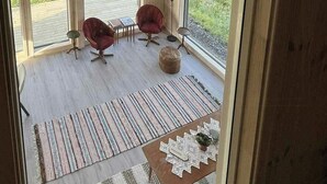 Interior - Newly built cabin on Andøya with northern lights (Risøyhamn)