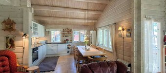 Family cabin cluster by waterfall in Bjorli