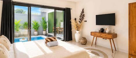 Villa de lujo, 2 habitaciones, alberca privada | Sábanas de algodón egipcio y ropa de cama de alta calidad