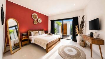 Villa de lujo, 2 habitaciones, piscina privada | Sábanas de algodón egipcio, ropa de cama de alta calidad, caja fuerte
