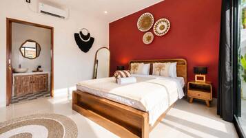 Villa de lujo, 2 habitaciones, piscina privada | Sábanas de algodón egipcio, ropa de cama de alta calidad, caja fuerte