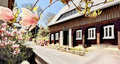 Historic timber house in Zittau Mountains