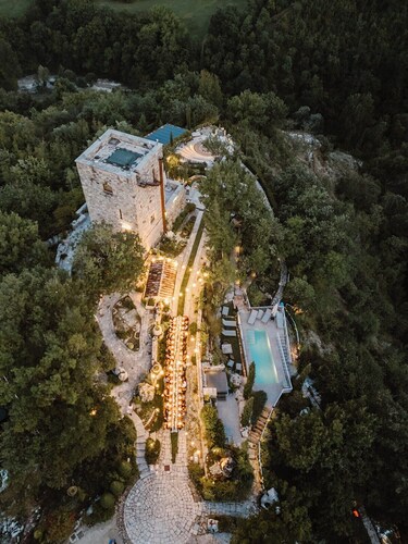 Medieval tower in Sibillini Mountains Park