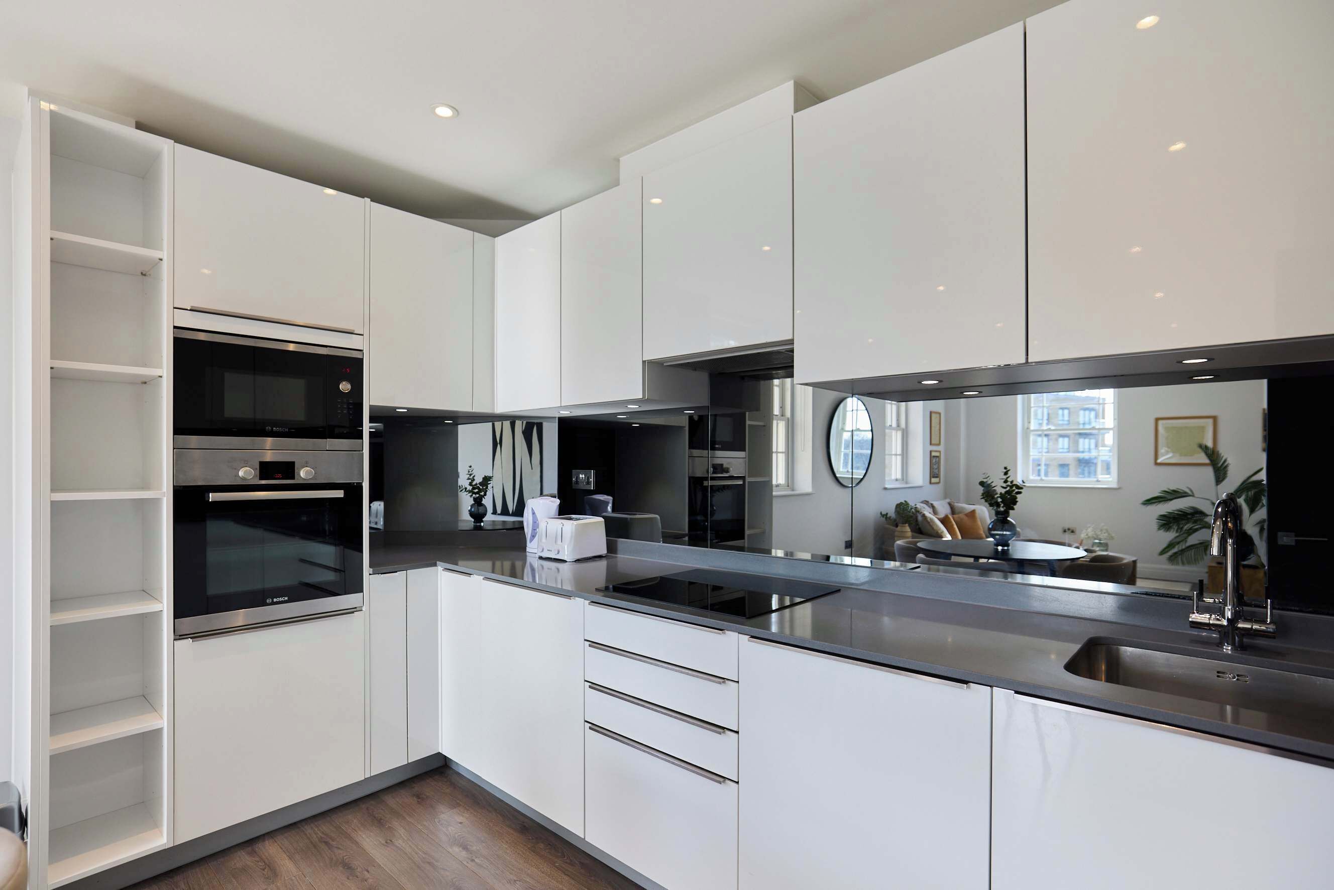 Fridge, microwave, oven, dishwasher