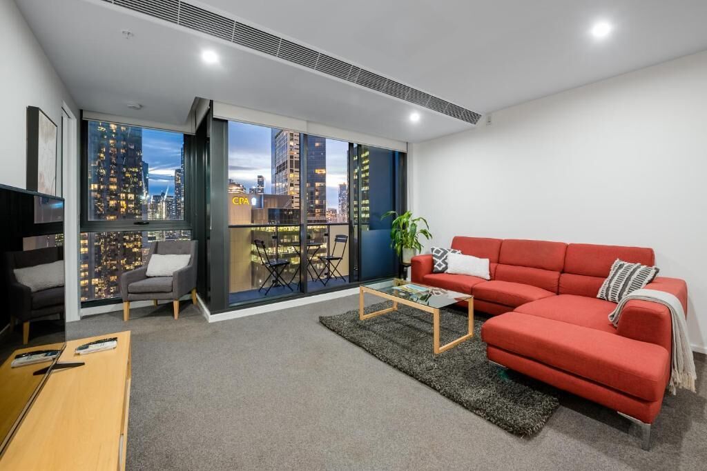 Deluxe Apartment, Balcony, City View | Living area