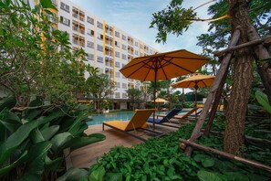 อพาร์ทเมนท์, 2 ห้องนอน, ระเบียง, วิวภูเขา | บริเวณที่พัก