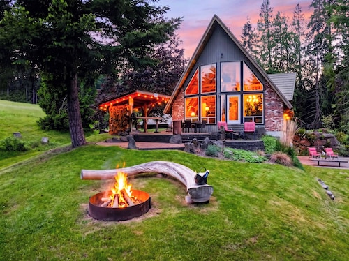 3-Acre A-Frame Retreat + Firepit + Outdoor Dining | Mins to Ferry and Beaches