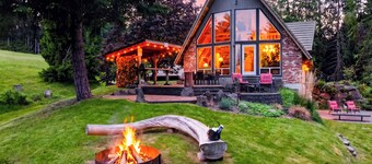 3-Acre A-Frame Retreat + Firepit + Outdoor Dining | Mins to Ferry and Beaches