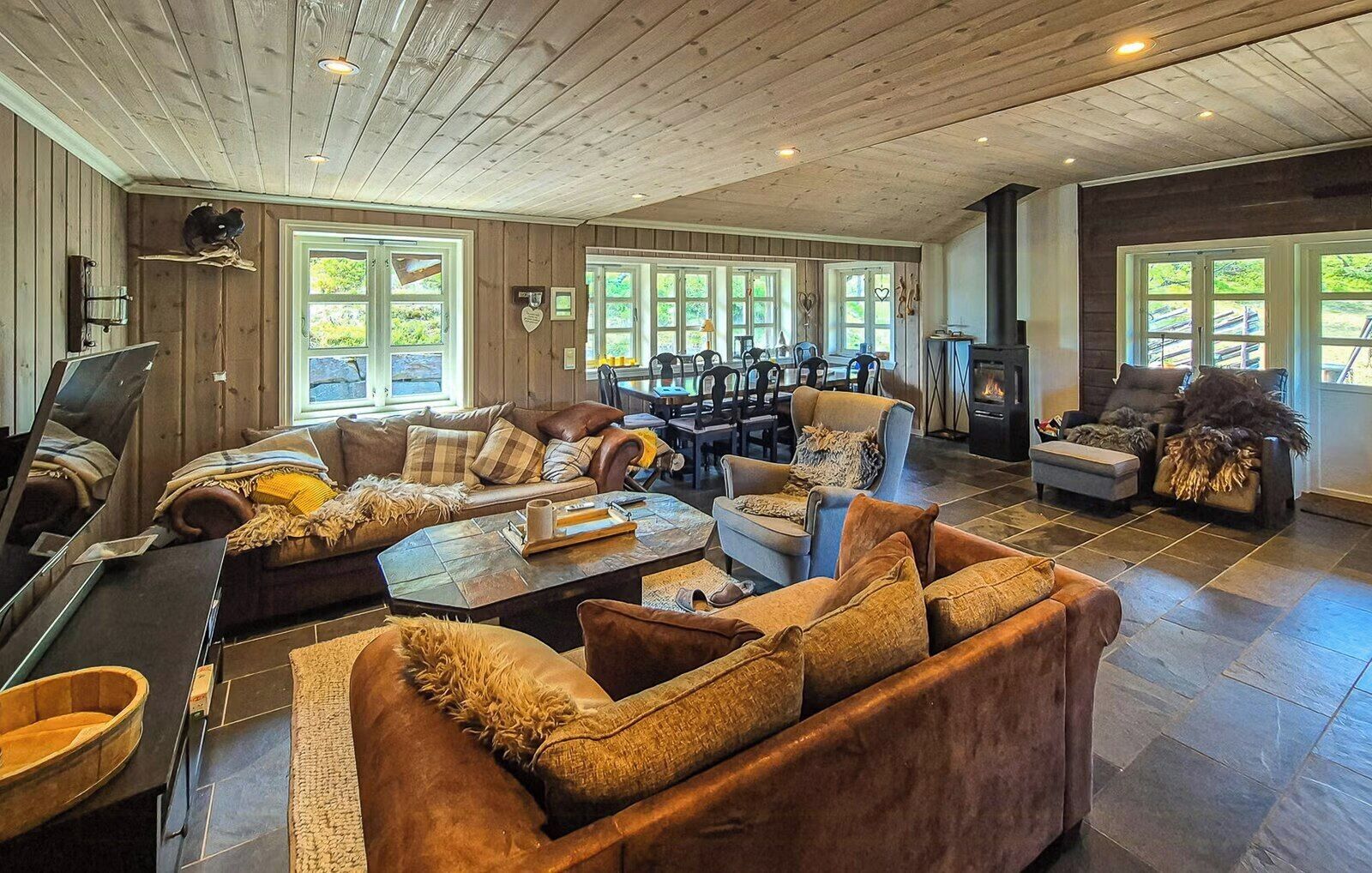TV, fireplace