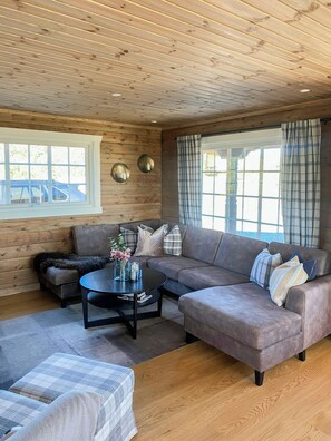 TV, fireplace - Family cabin at Blefjell (Lampeland)