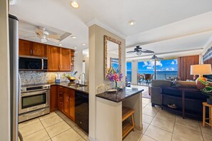 Coffee/tea maker, fridge, microwave, stovetop - Oceanfront Corner-Unit, Large Lanai, Amazing Sunsets, Views! (Lahaina)