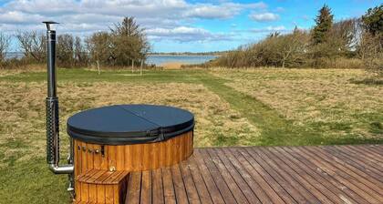 Beachclose log cabin on Mors with a view