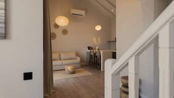 Superior Suite, Balcony, Sea View | Living area | 50-inch Smart TV with digital channels, Netflix, streaming services