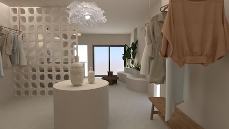 A modern bathroom with a round sink, a decorative wall, and a large window.