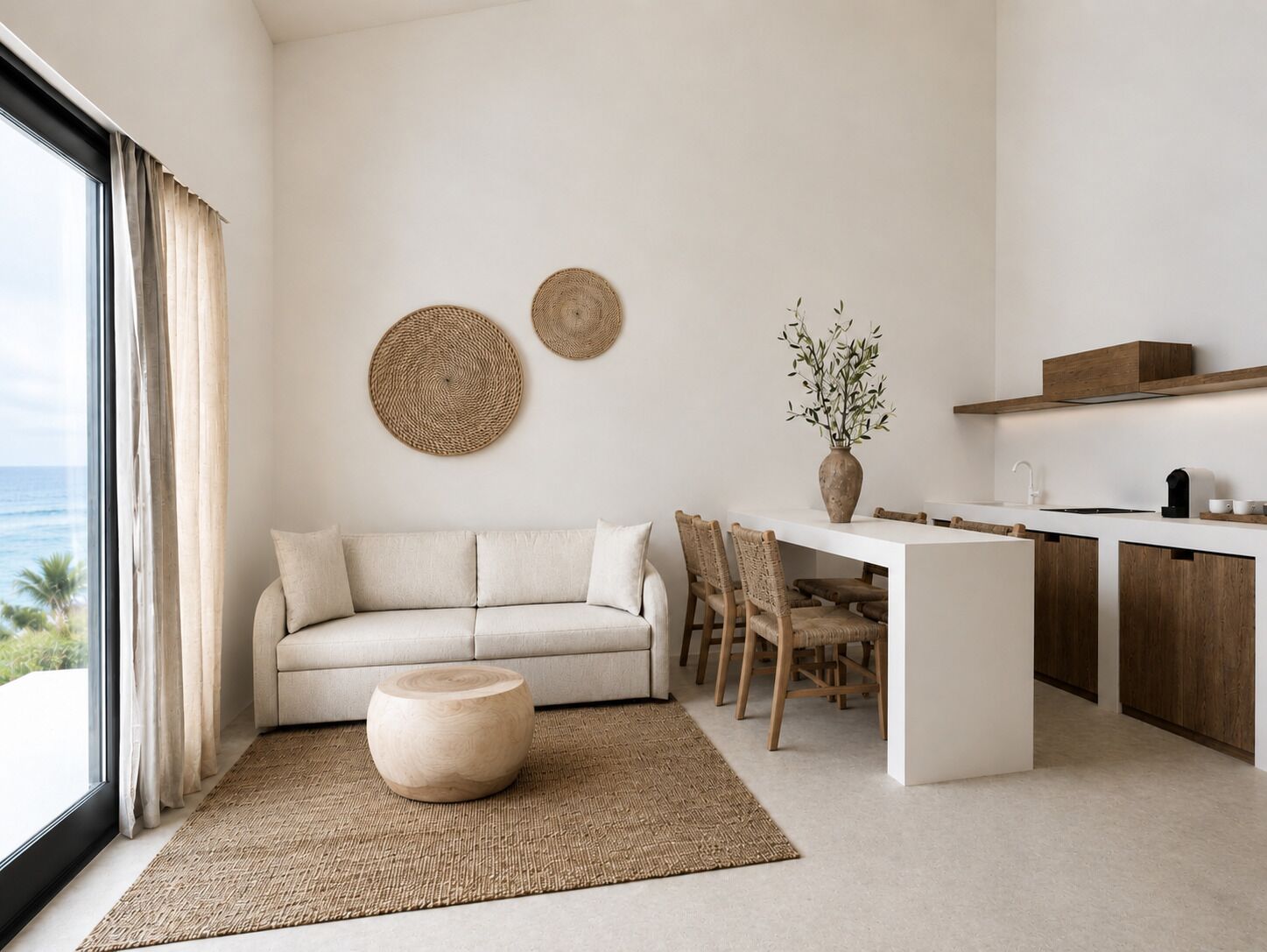 Suite superior, balcón, vista al mar | Área de sala de estar